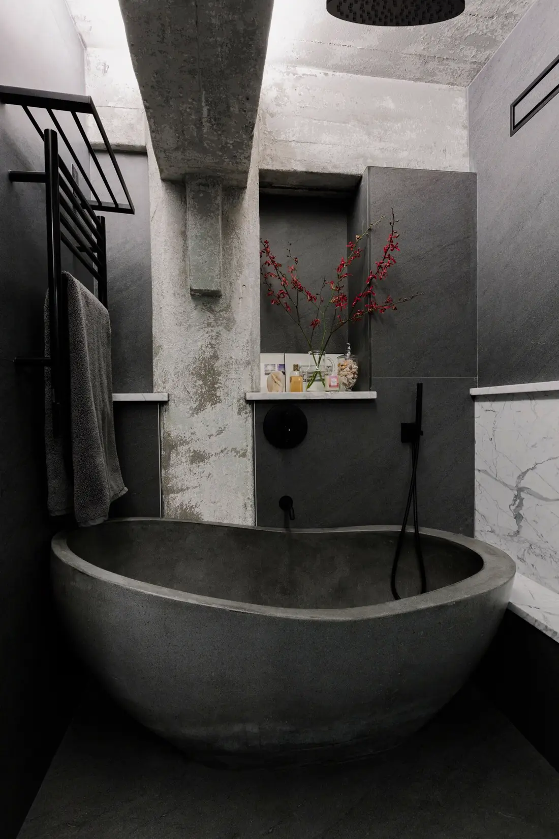 Renovated bathroom in a Williamsburg, Brooklyn loft by MELDNYC