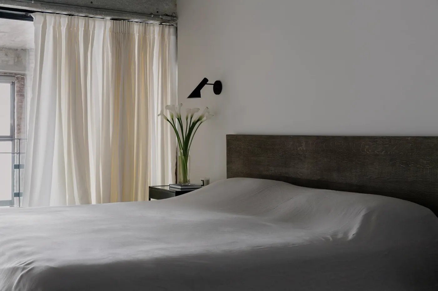 Master bedroom in a renovated Williamsburg, Brooklyn loft