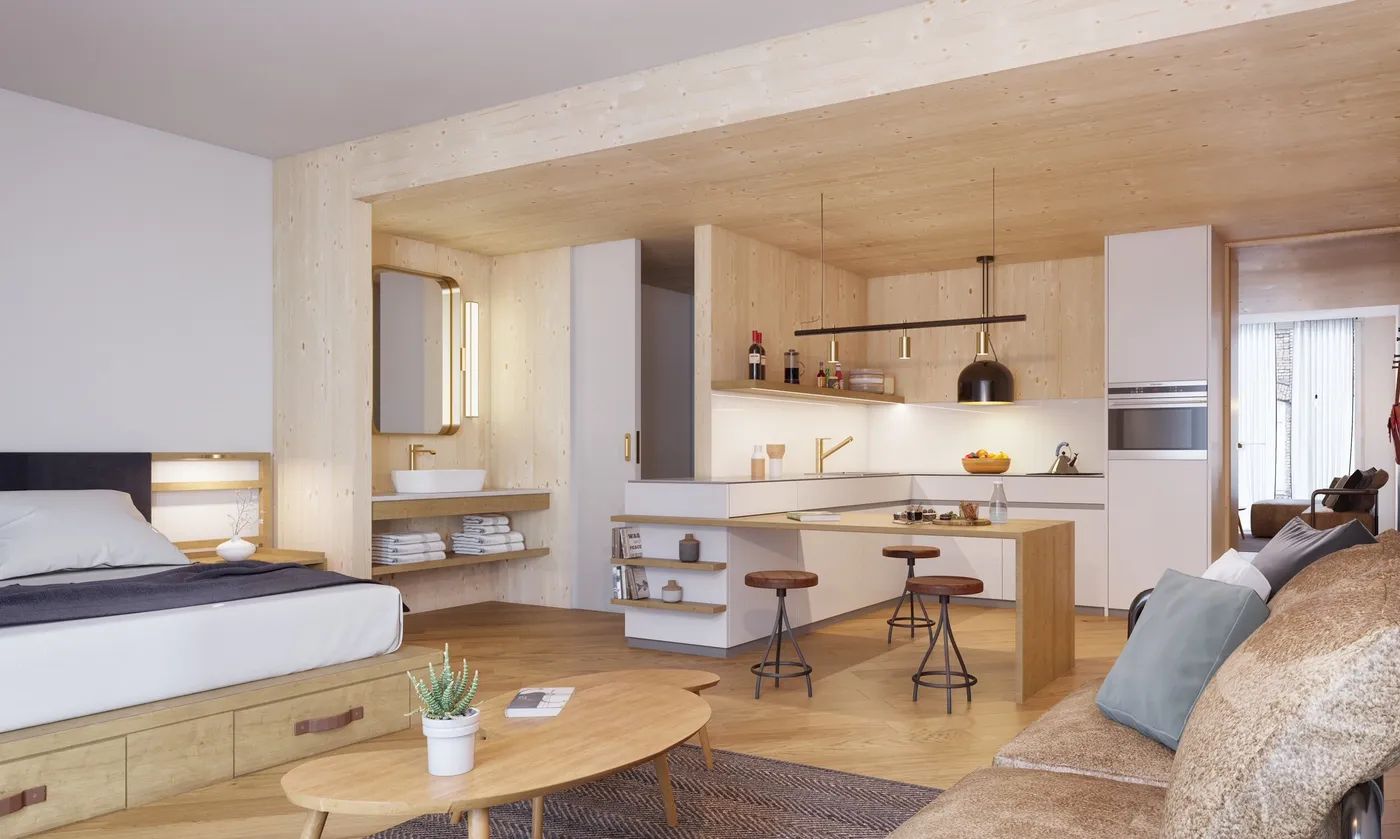3D design of a Hilton room by MELDNYC