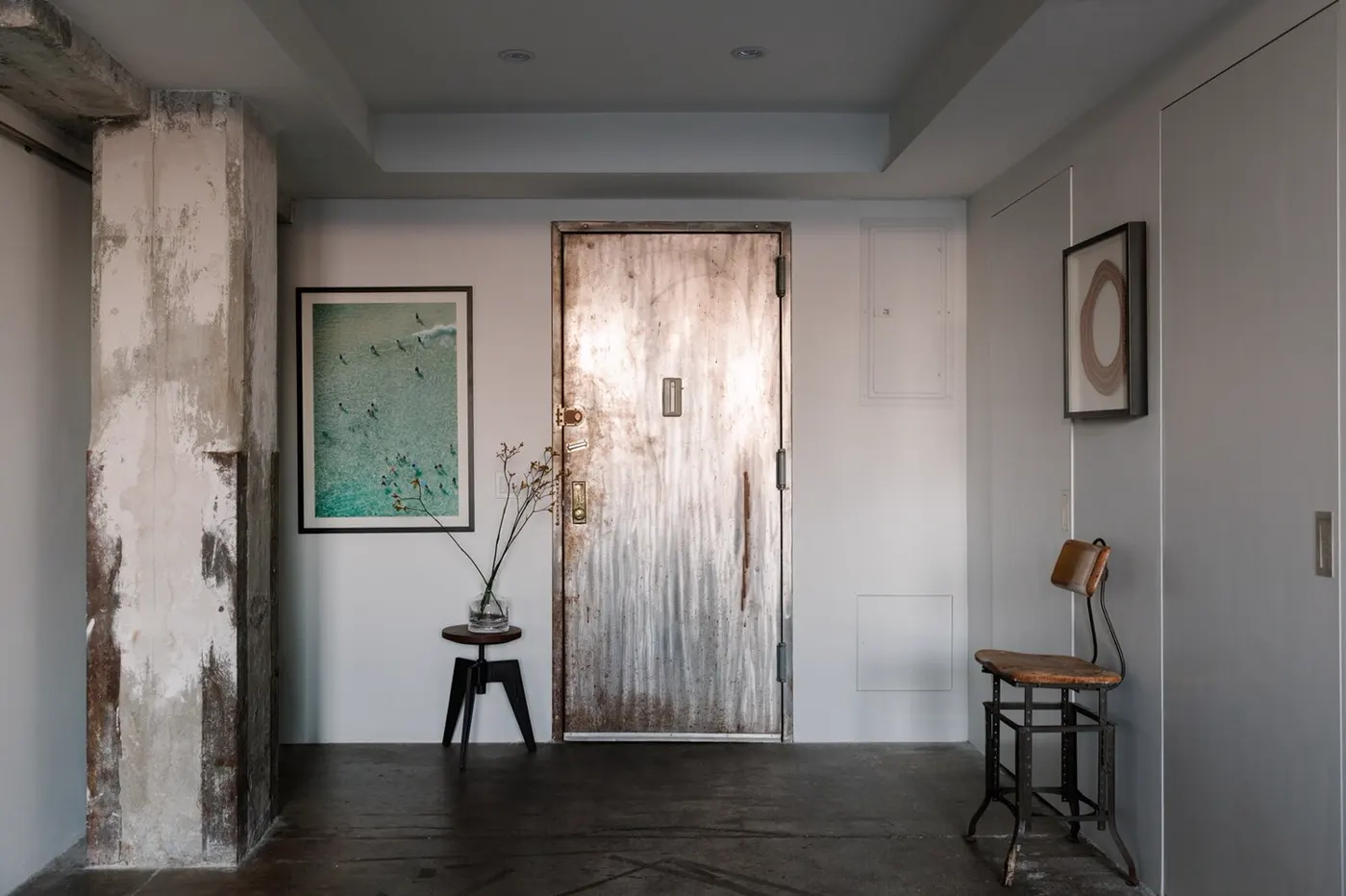 Entrance of a renovated Williamsburg, Brooklyn loft by MELDNYC