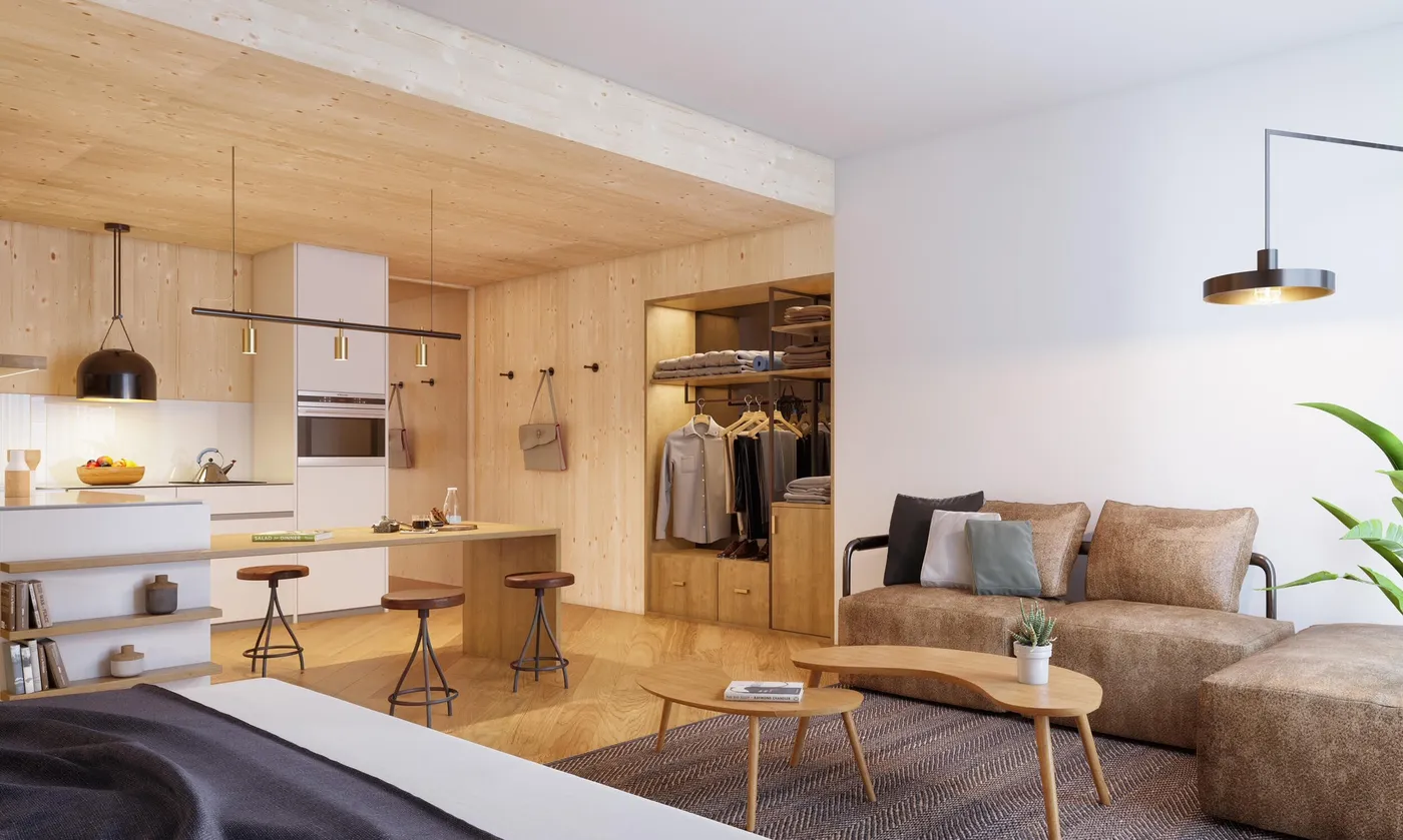 3D design of a Hilton lounge by MELDNYC